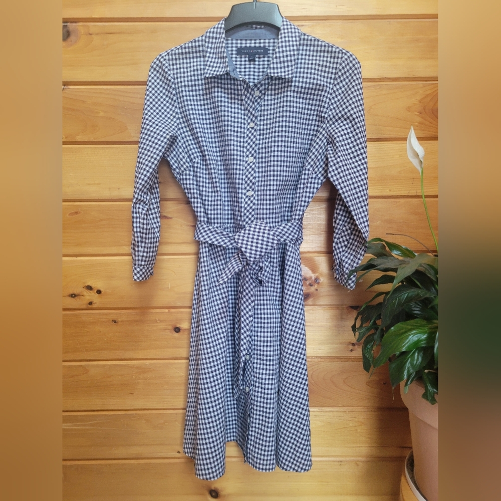 Tommy Hilfiger 100% Cotton Button Down Belted Shirt Dress Excellent Preloved 10
